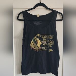 Black Graphic Tank Top with Americana Tattoo Print